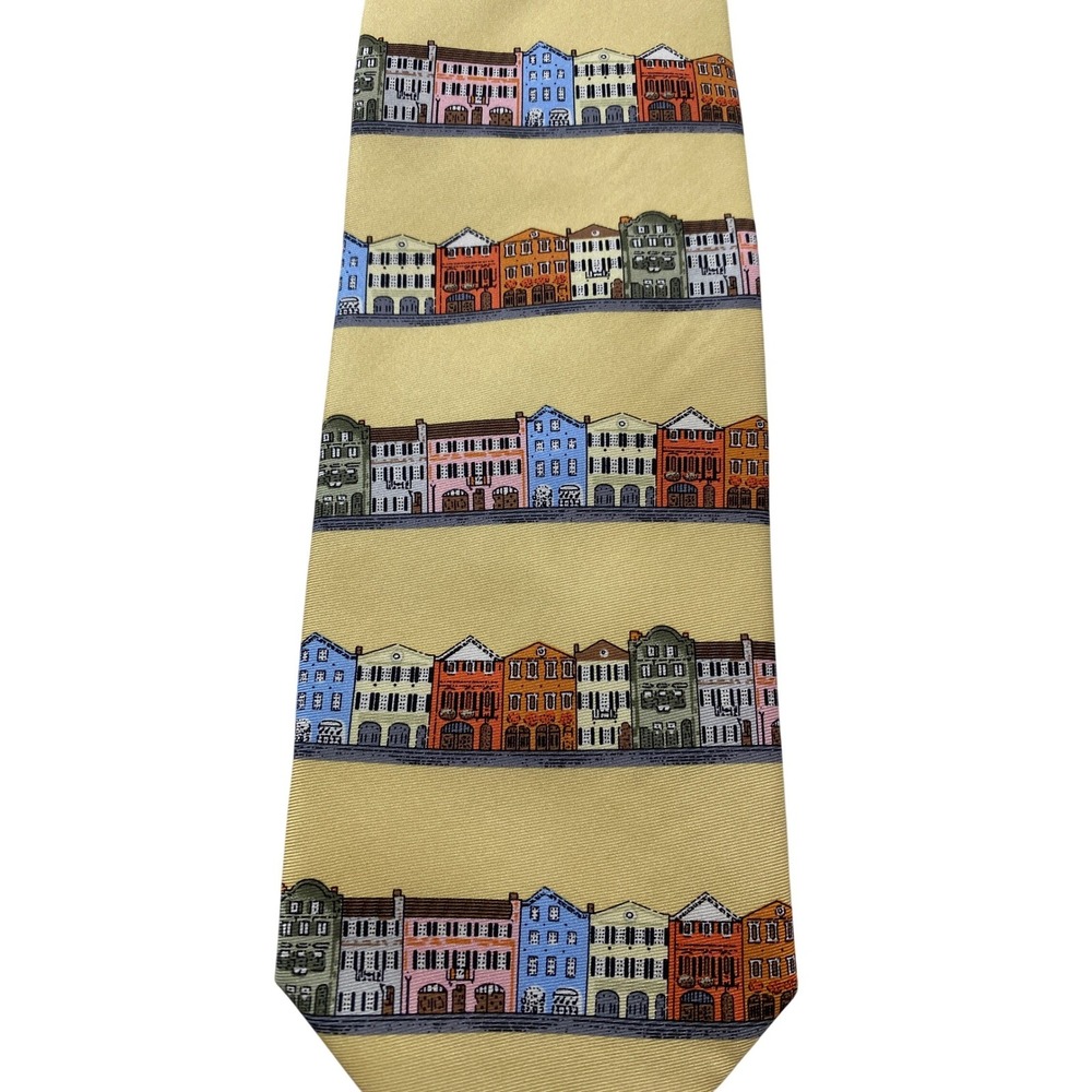 Historic Charleston Collection Rainbow Row Yellow Silk Tie  Southern Charm